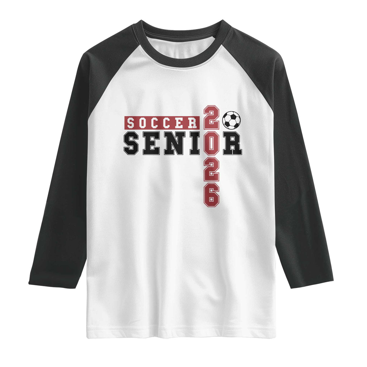 Soccer Senior Class of 2026 Typography Graphic Raglan Shirt High School Varsity Athlete Graduation Gift