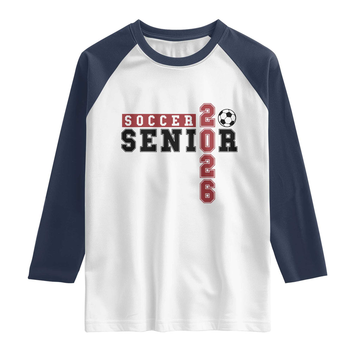 Soccer Senior Class of 2026 Typography Graphic Raglan Shirt High School Varsity Athlete Graduation Gift