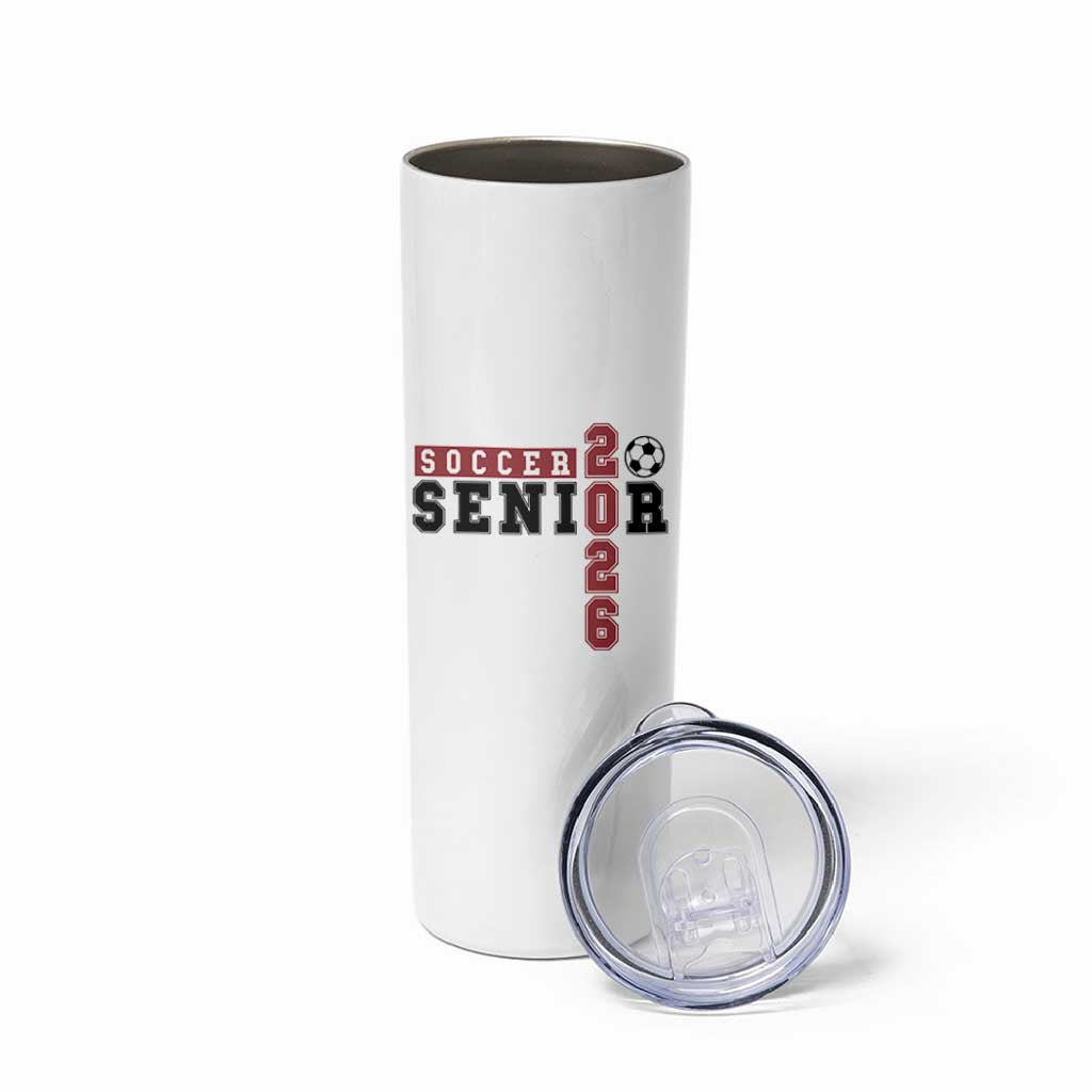 Soccer Senior Class of 2026 Typography Graphic Skinny Tumbler High School Varsity Athlete Graduation Gift