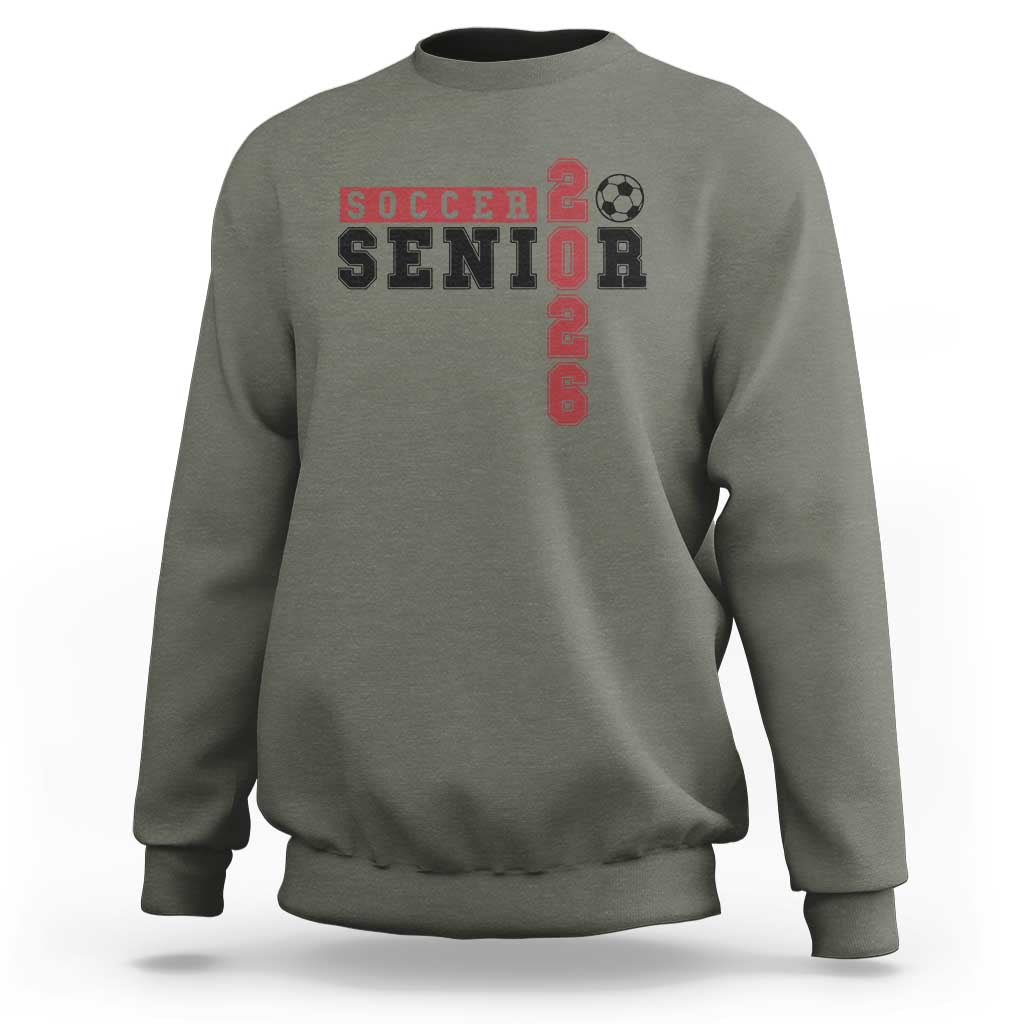 Soccer Senior Class of 2026 Typography Graphic Sweatshirt High School Varsity Athlete Graduation Gift