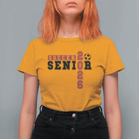 Soccer Senior Class of 2026 Typography Graphic T Shirt For Women High School Varsity Athlete Graduation Gift
