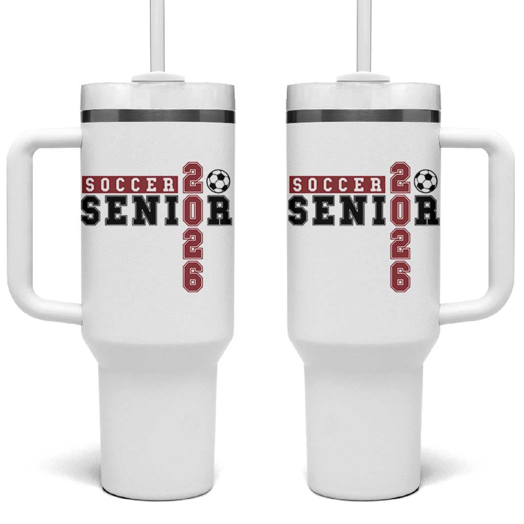 Soccer Senior Class of 2026 Typography Graphic Tumbler With Handle High School Varsity Athlete Graduation Gift