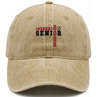 Soccer Senior Class of 2026 Typography Graphic Washed Cotton Baseball Cap High School Varsity Athlete Graduation Gift