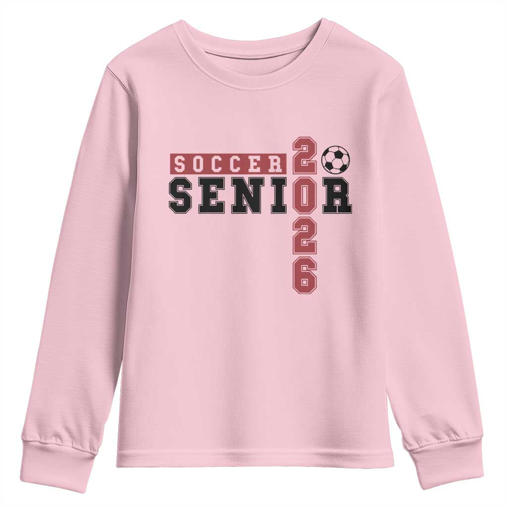 Soccer Senior Class of 2026 Typography Graphic Youth Sweatshirt High School Varsity Athlete Graduation Gift