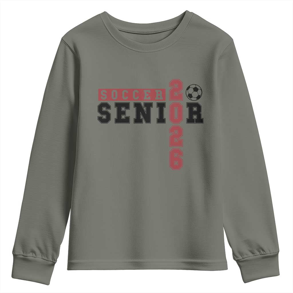 Soccer Senior Class of 2026 Typography Graphic Youth Sweatshirt High School Varsity Athlete Graduation Gift