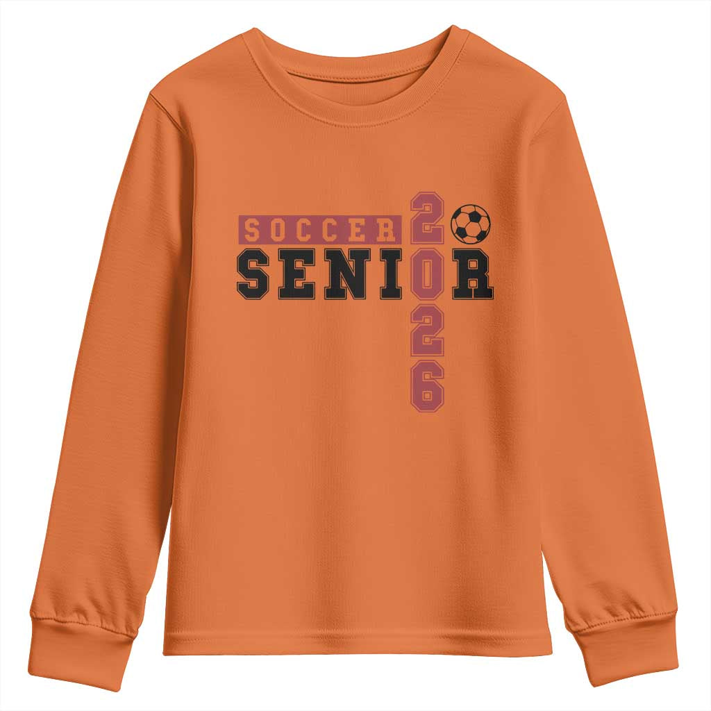 Soccer Senior Class of 2026 Typography Graphic Youth Sweatshirt High School Varsity Athlete Graduation Gift