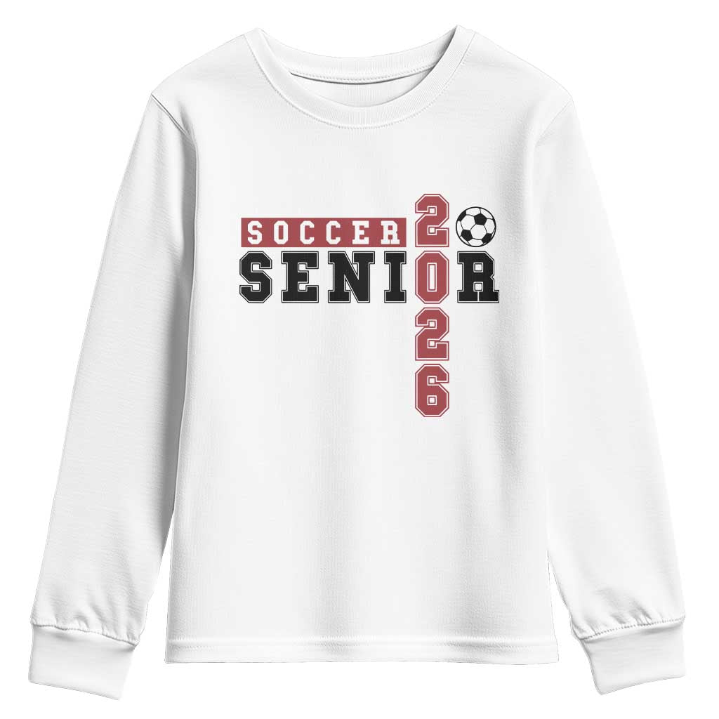Soccer Senior Class of 2026 Typography Graphic Youth Sweatshirt High School Varsity Athlete Graduation Gift