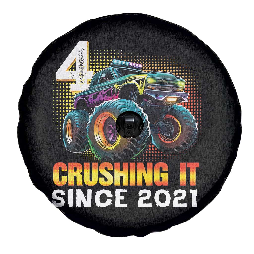 Monster Truck Birthday Spare Tire Cover Happy 4th Bday Party 4 Years Old Boy