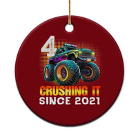 Monster Truck Birthday Ceramic Ornament Happy 4th Bday Party 4 Years Old Boy - Wonder Print Shop