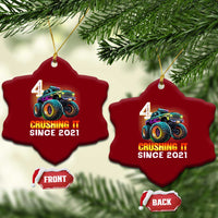 Monster Truck Birthday Ceramic Ornament Happy 4th Bday Party 4 Years Old Boy - Wonder Print Shop