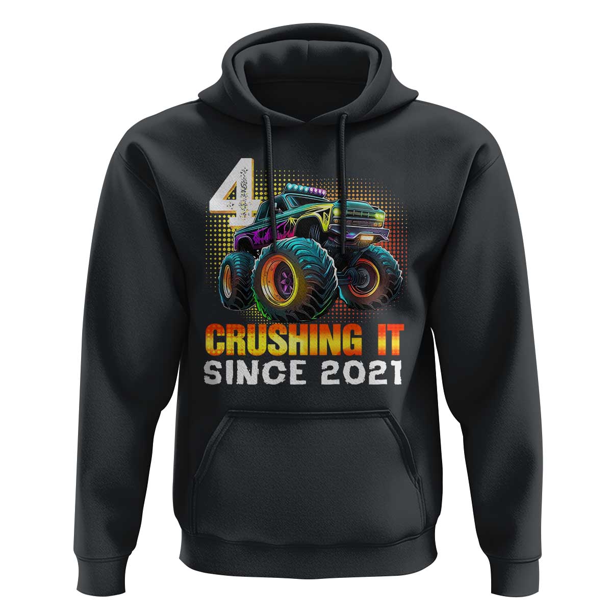 Monster Truck Birthday Hoodie Happy 4th Bday Party 4 Years Old Boy