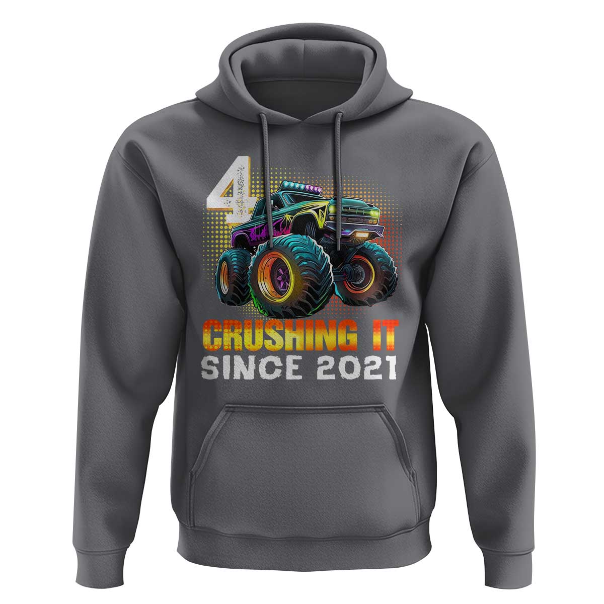 Monster Truck Birthday Hoodie Happy 4th Bday Party 4 Years Old Boy