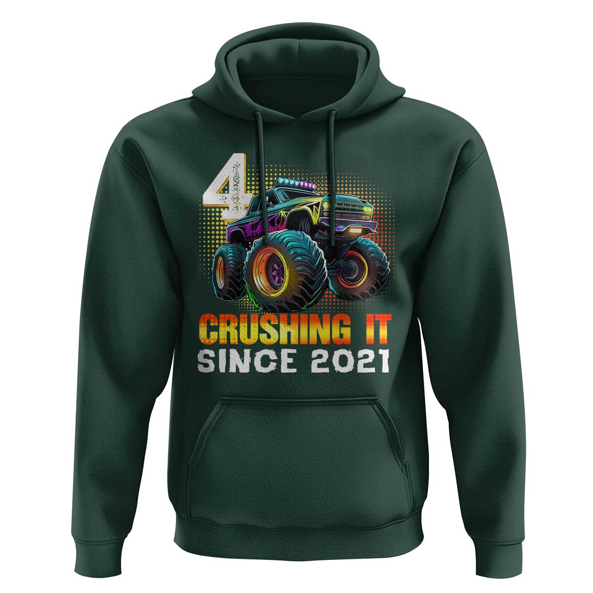 Monster Truck Birthday Hoodie Happy 4th Bday Party 4 Years Old Boy