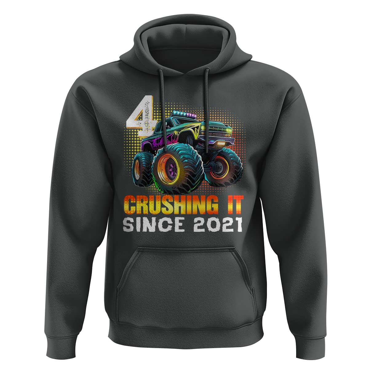 Monster Truck Birthday Hoodie Happy 4th Bday Party 4 Years Old Boy
