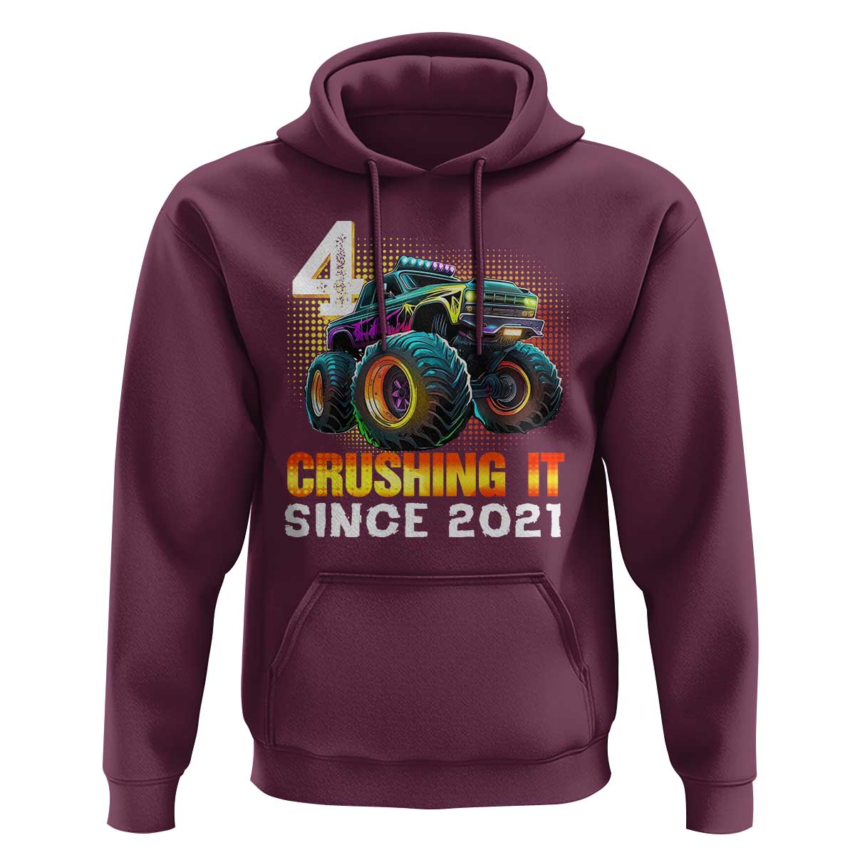 Monster Truck Birthday Hoodie Happy 4th Bday Party 4 Years Old Boy
