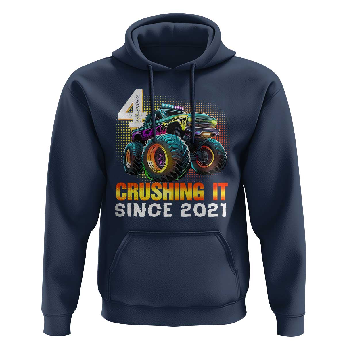 Monster Truck Birthday Hoodie Happy 4th Bday Party 4 Years Old Boy