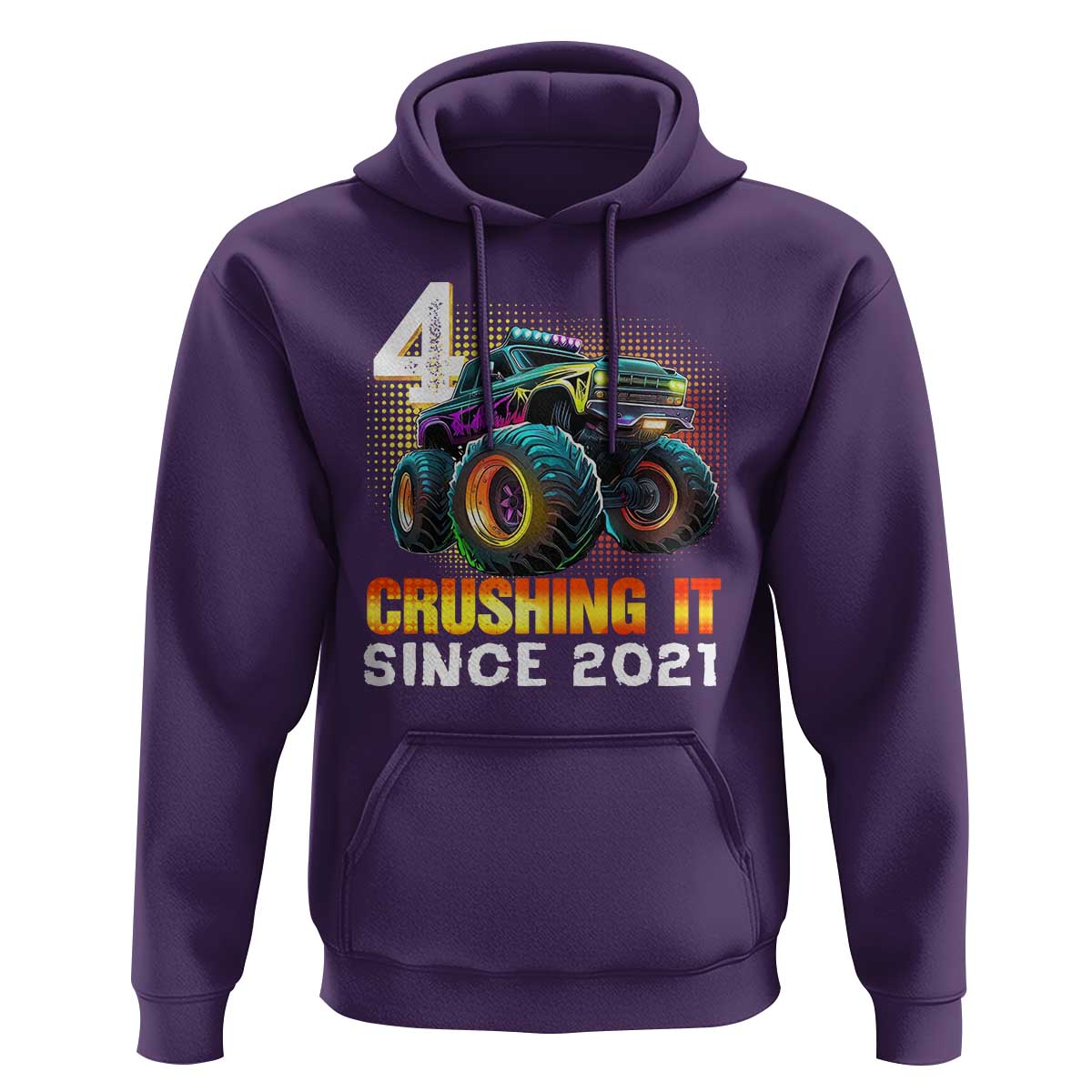 Monster Truck Birthday Hoodie Happy 4th Bday Party 4 Years Old Boy