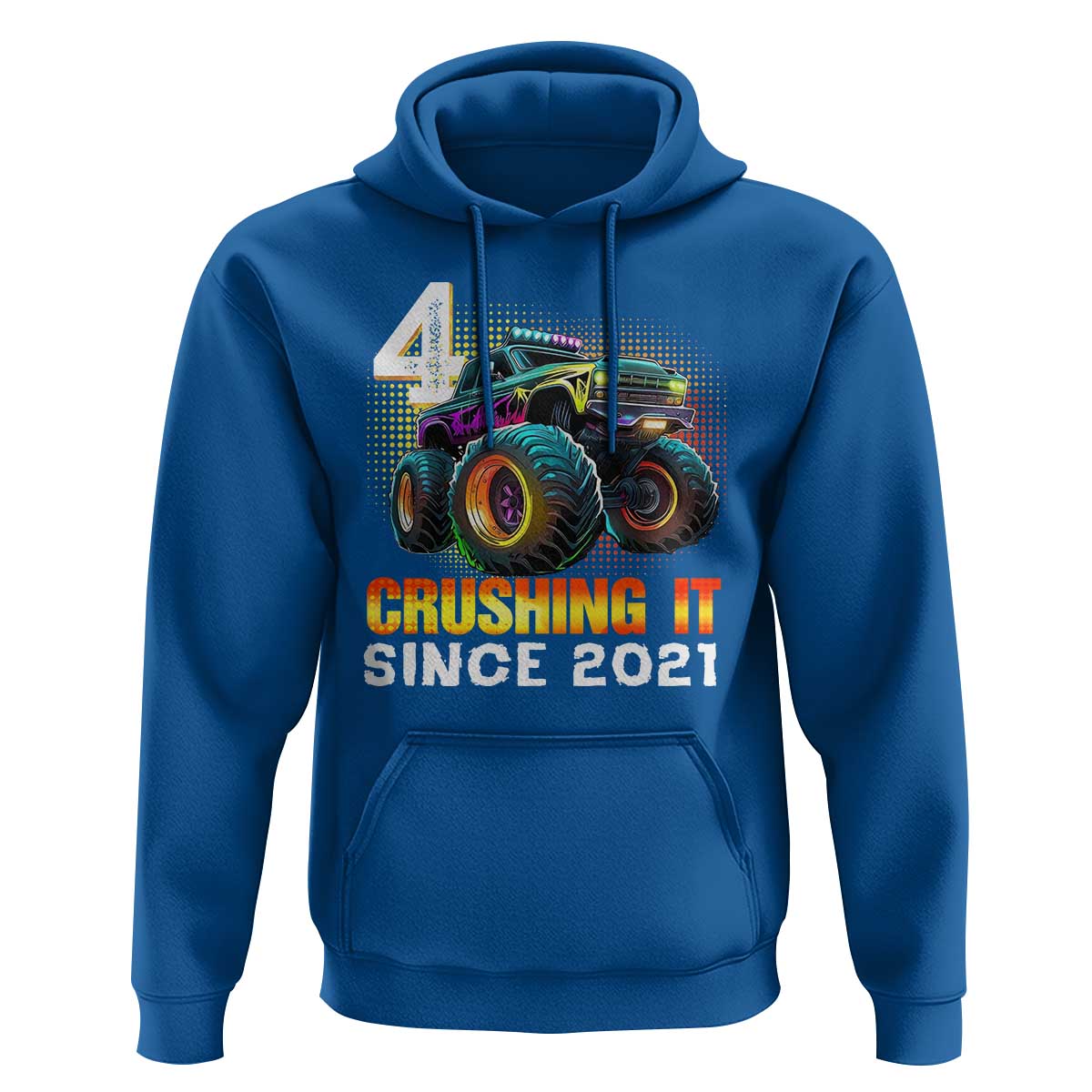 Monster Truck Birthday Hoodie Happy 4th Bday Party 4 Years Old Boy