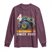 Monster Truck Birthday Long Sleeve Shirt Happy 4th Bday Party 4 Years Old Boy