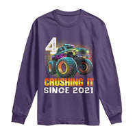 Monster Truck Birthday Long Sleeve Shirt Happy 4th Bday Party 4 Years Old Boy