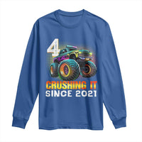 Monster Truck Birthday Long Sleeve Shirt Happy 4th Bday Party 4 Years Old Boy