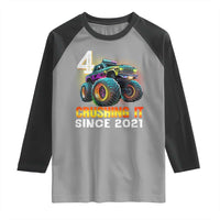Monster Truck Birthday Raglan Shirt Happy 4th Bday Party 4 Years Old Boy
