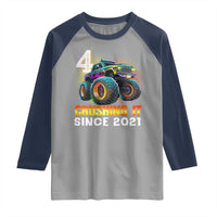 Monster Truck Birthday Raglan Shirt Happy 4th Bday Party 4 Years Old Boy