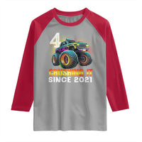 Monster Truck Birthday Raglan Shirt Happy 4th Bday Party 4 Years Old Boy