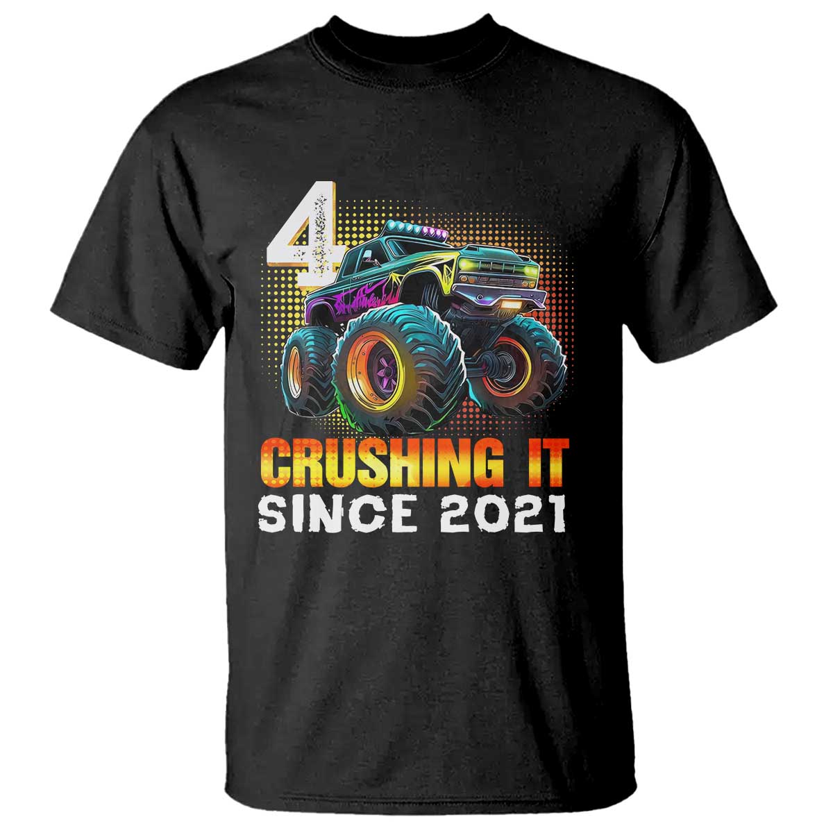 Monster Truck Birthday T Shirt Happy 4th Bday Party 4 Years Old Boy