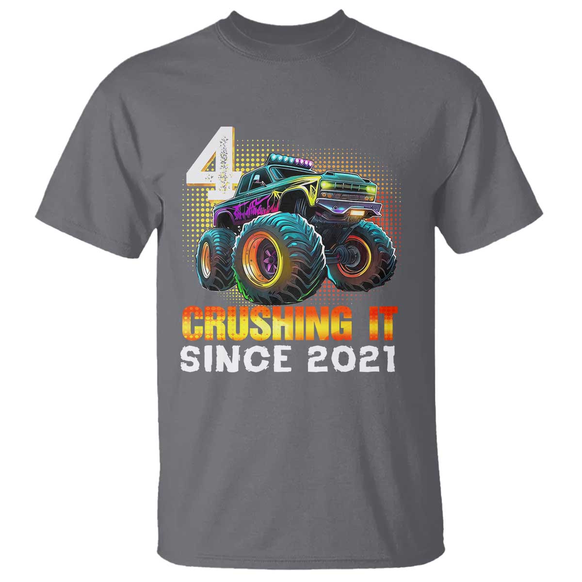 Monster Truck Birthday T Shirt Happy 4th Bday Party 4 Years Old Boy