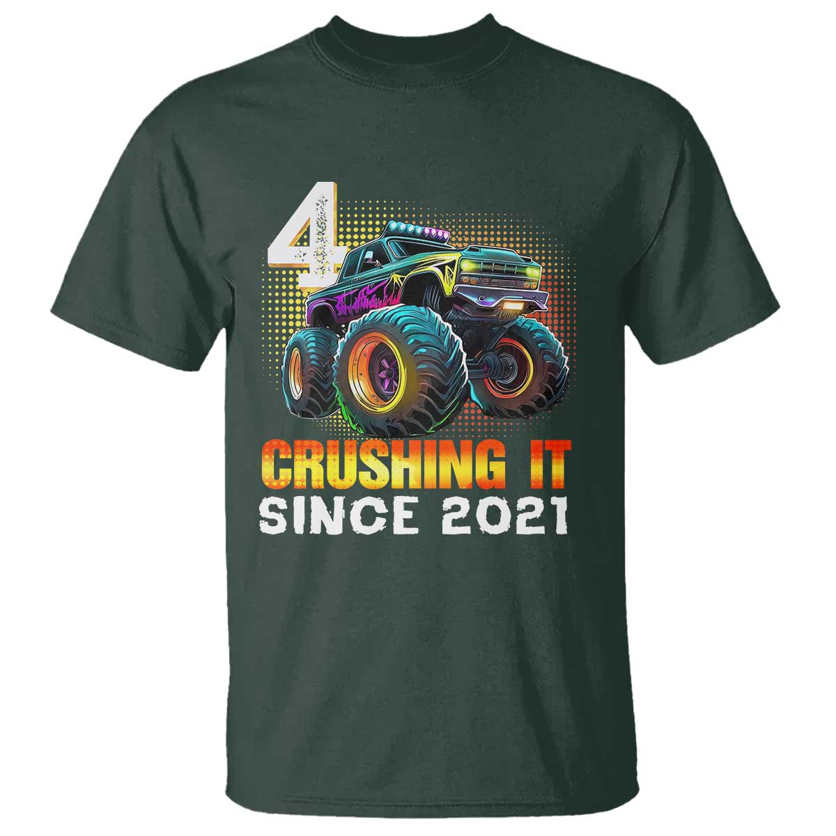 Monster Truck Birthday T Shirt Happy 4th Bday Party 4 Years Old Boy