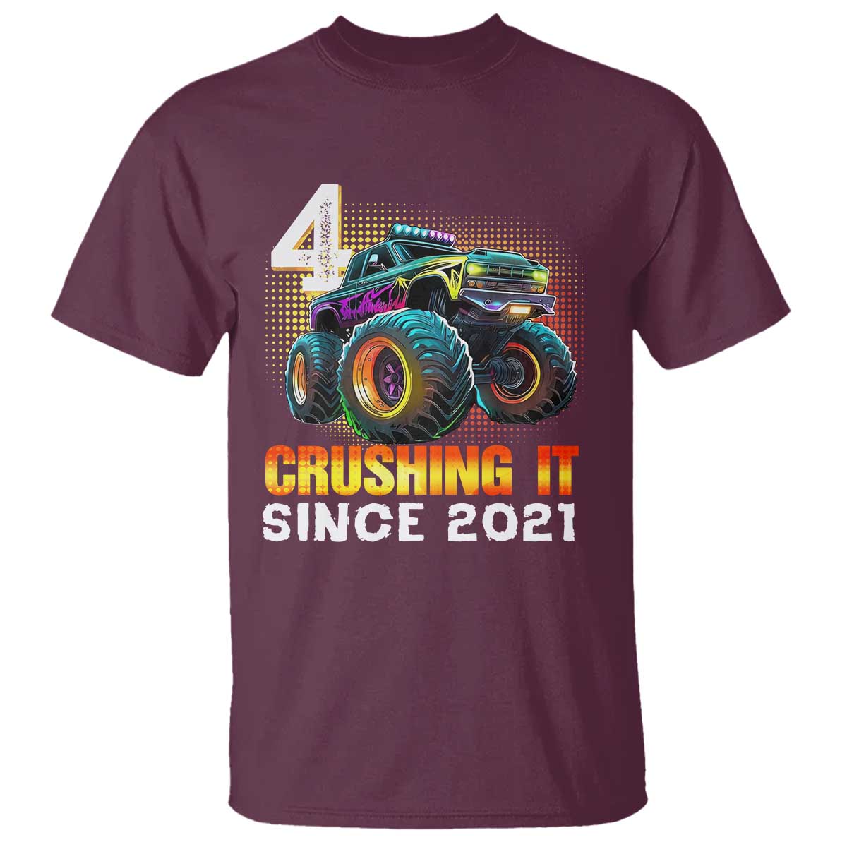Monster Truck Birthday T Shirt Happy 4th Bday Party 4 Years Old Boy