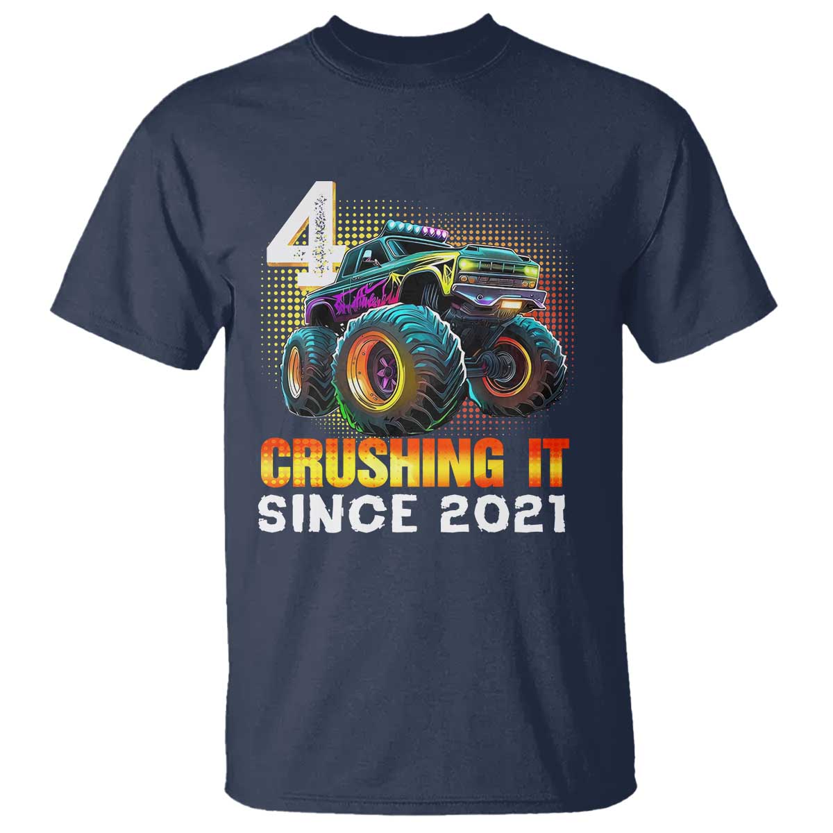 Monster Truck Birthday T Shirt Happy 4th Bday Party 4 Years Old Boy