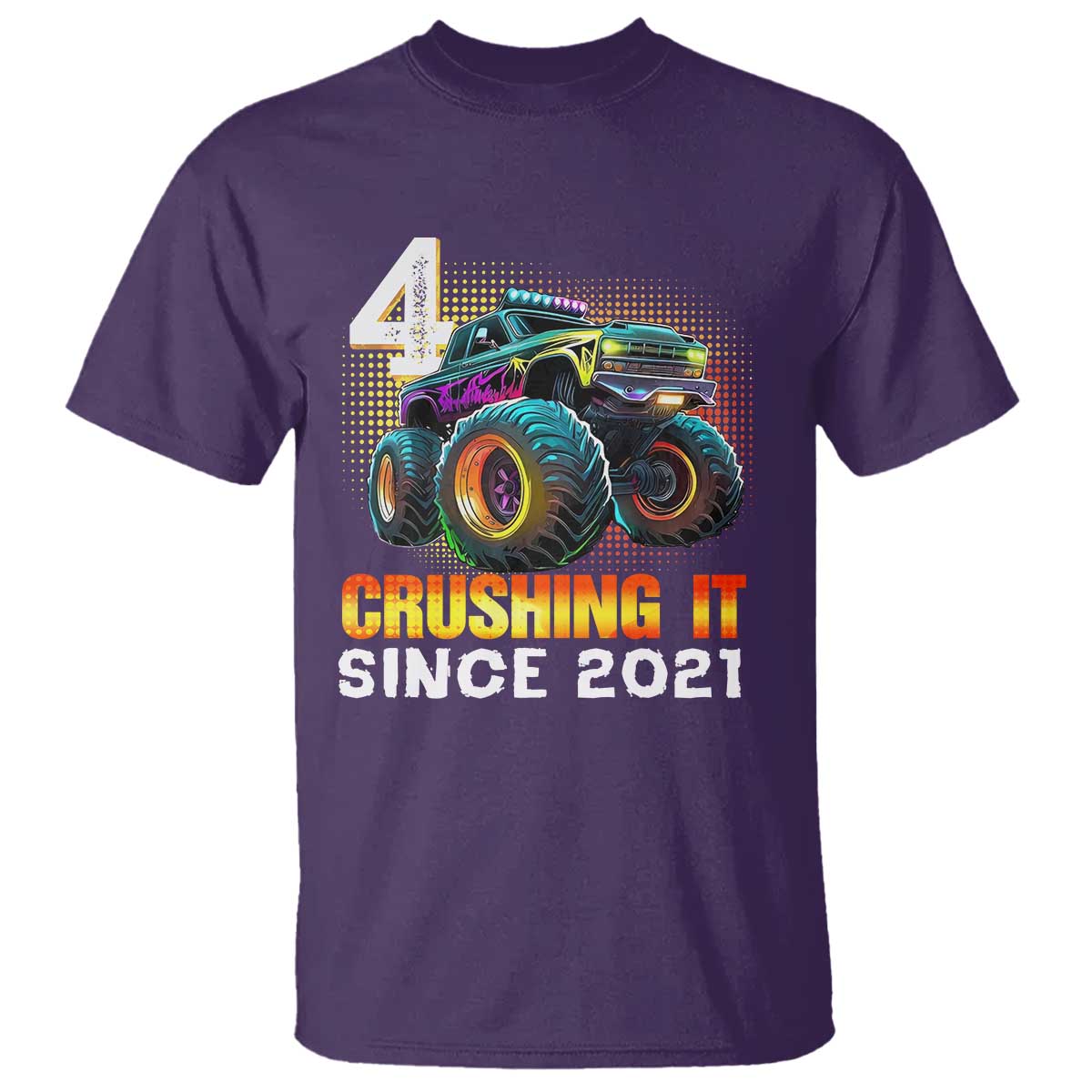 Monster Truck Birthday T Shirt Happy 4th Bday Party 4 Years Old Boy