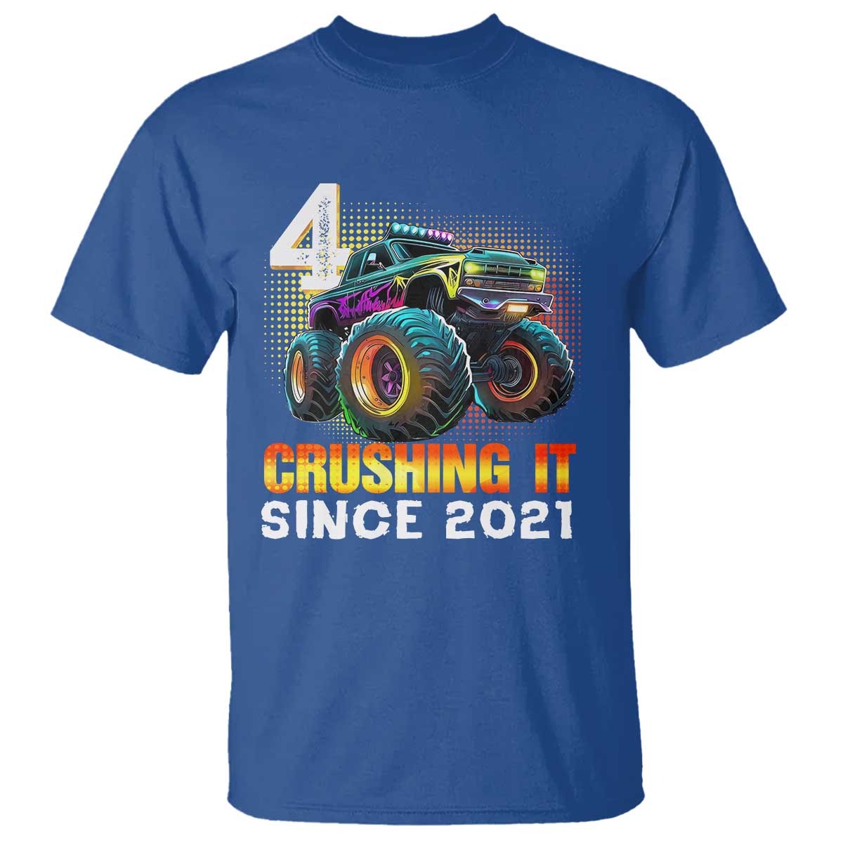 Monster Truck Birthday T Shirt Happy 4th Bday Party 4 Years Old Boy