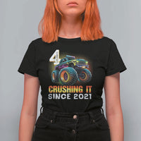 Monster Truck Birthday T Shirt For Women Happy 4th Bday Party 4 Years Old Boy