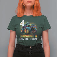 Monster Truck Birthday T Shirt For Women Happy 4th Bday Party 4 Years Old Boy