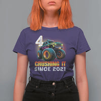 Monster Truck Birthday T Shirt For Women Happy 4th Bday Party 4 Years Old Boy