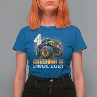 Monster Truck Birthday T Shirt For Women Happy 4th Bday Party 4 Years Old Boy
