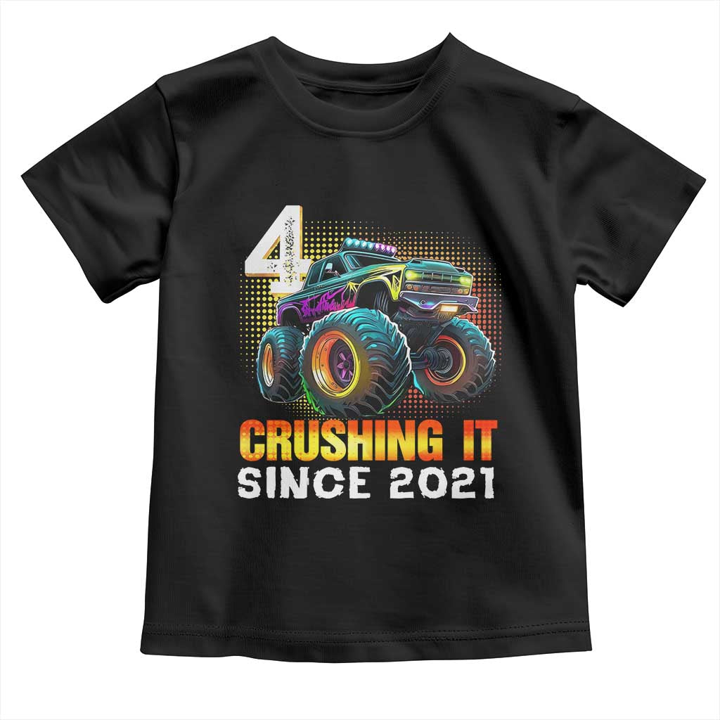 Monster Truck Birthday Toddler T Shirt Happy 4th Bday Party 4 Years Old Boy