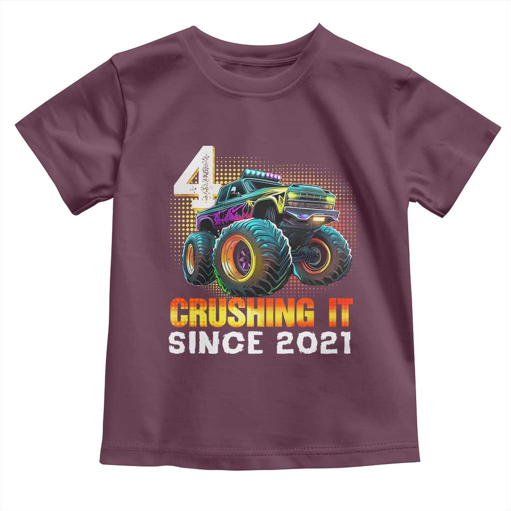 Monster Truck Birthday Toddler T Shirt Happy 4th Bday Party 4 Years Old Boy