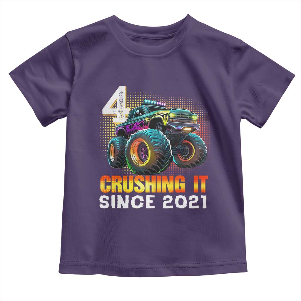 Monster Truck Birthday Toddler T Shirt Happy 4th Bday Party 4 Years Old Boy
