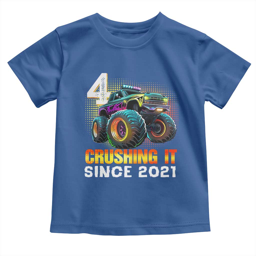 Monster Truck Birthday Toddler T Shirt Happy 4th Bday Party 4 Years Old Boy