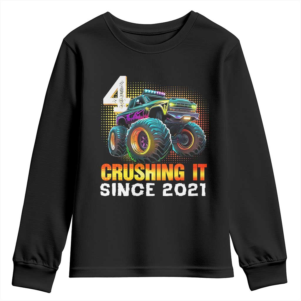 Monster Truck Birthday Youth Sweatshirt Happy 4th Bday Party 4 Years Old Boy