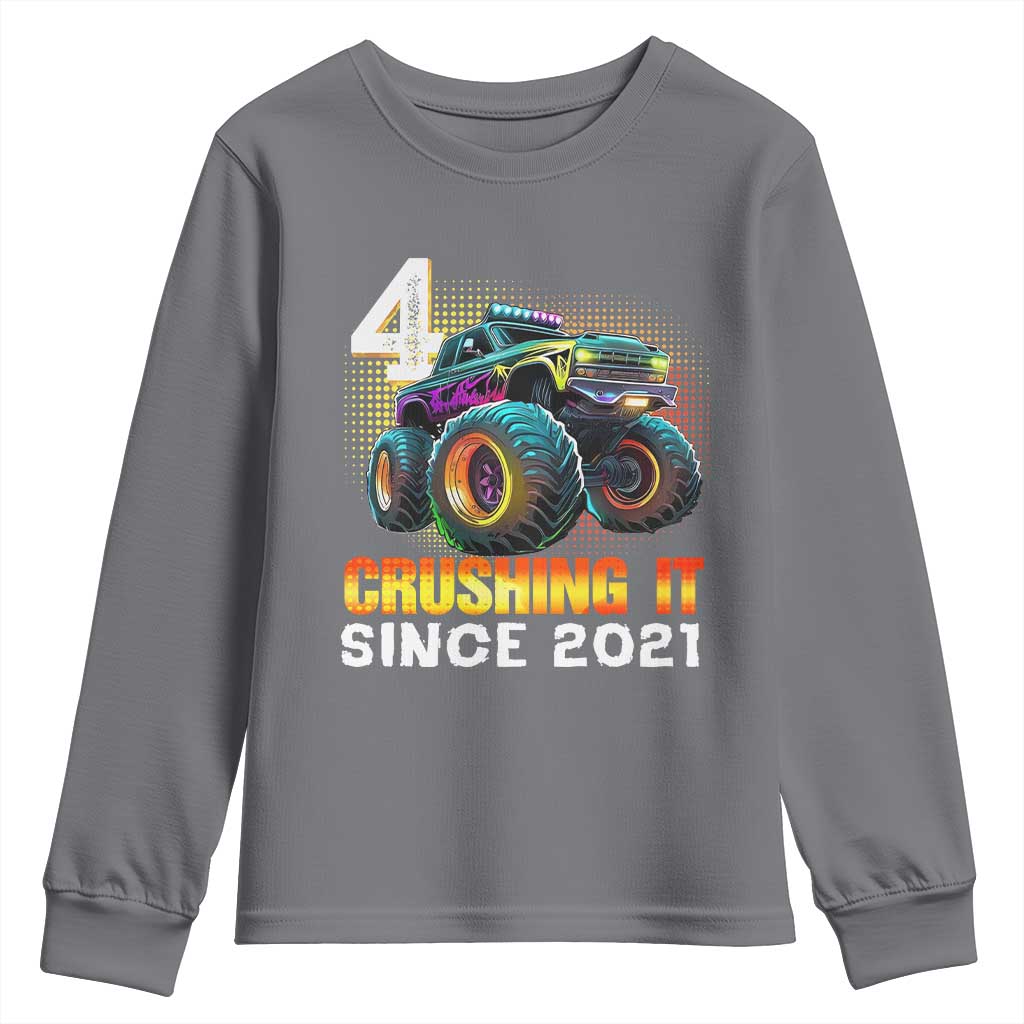 Monster Truck Birthday Youth Sweatshirt Happy 4th Bday Party 4 Years Old Boy