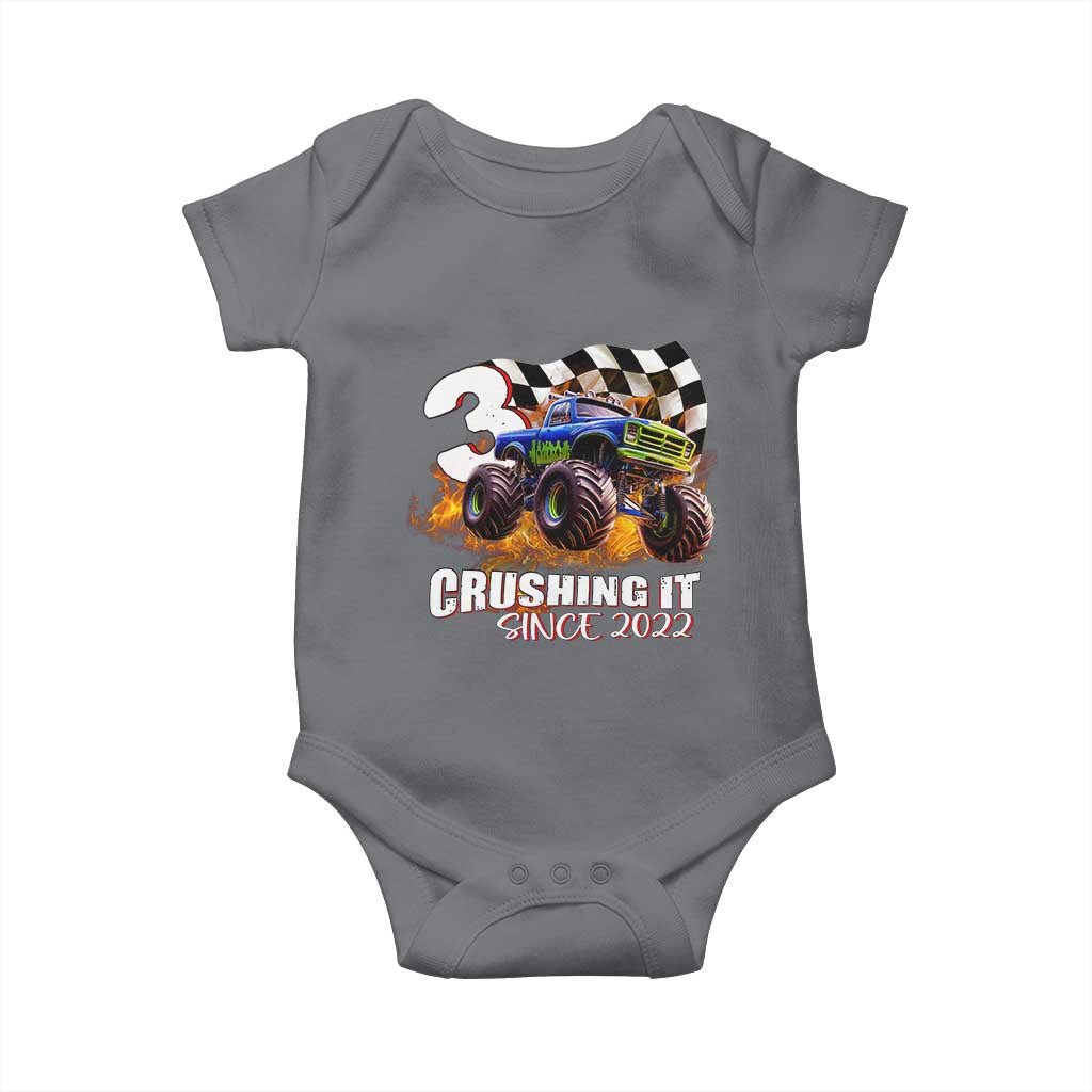 Monster Truck Birthday Baby Onesie Happy 3rd Bday Party 3 Years Old Boy