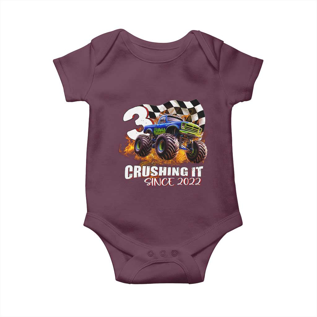 Monster Truck Birthday Baby Onesie Happy 3rd Bday Party 3 Years Old Boy