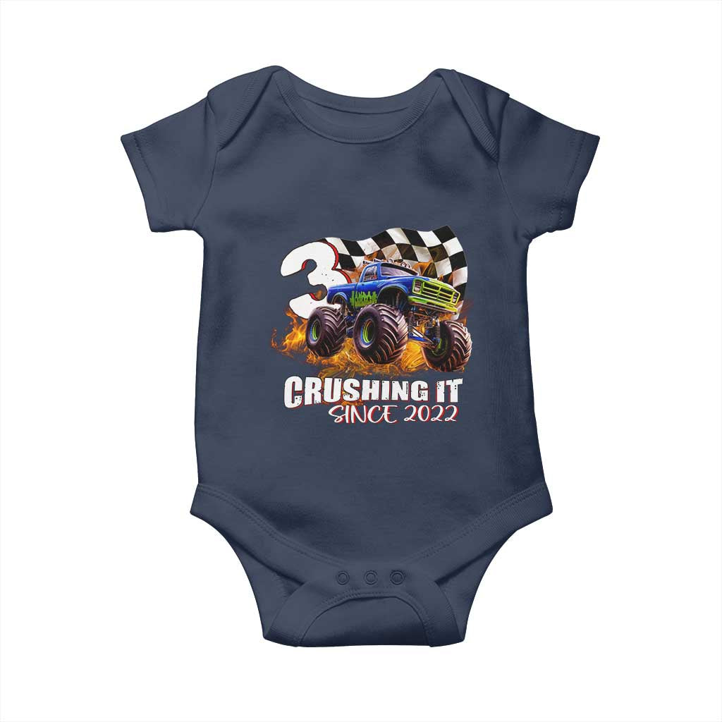 Monster Truck Birthday Baby Onesie Happy 3rd Bday Party 3 Years Old Boy