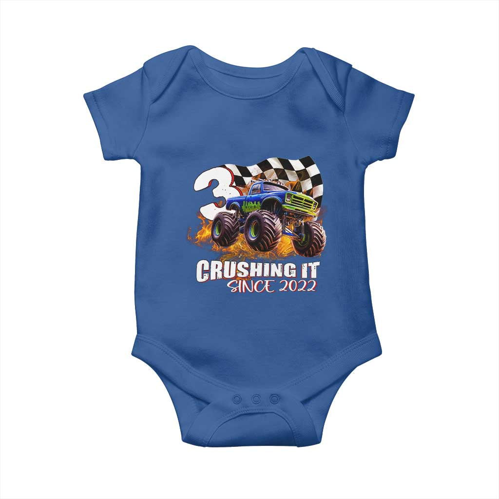 Monster Truck Birthday Baby Onesie Happy 3rd Bday Party 3 Years Old Boy