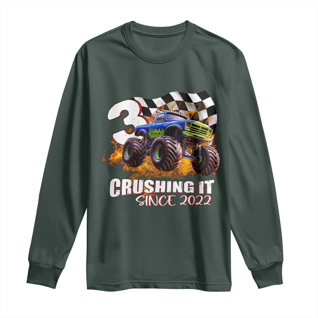 Monster Truck Birthday Long Sleeve Shirt Happy 3rd Bday Party 3 Years Old Boy